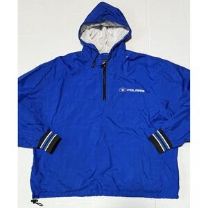 PURE POLARIS - Men's 1/4 Zip Blue Hooded Windbreaker Anorak Jacket - X-Large